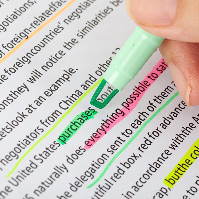 AIHAO Clear View Dual Tip Highlighters, 6-Pack Assorted Colors – See-Through Chisel & Fine Tips, Precise Highlighting Marker Set