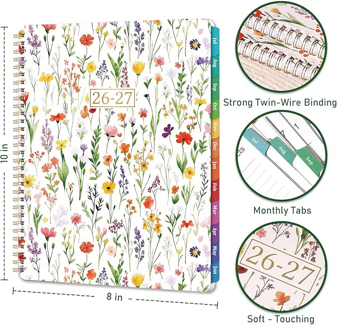 2026-2027 Planner - 9" x 11" Planner Weekly and Monthly 2026-2027, from JULY 2026 to JUNE 2027, Academic Calendar with Tabs, Twin-Wire Binding, Inner Pocket, Premium Thick Paper