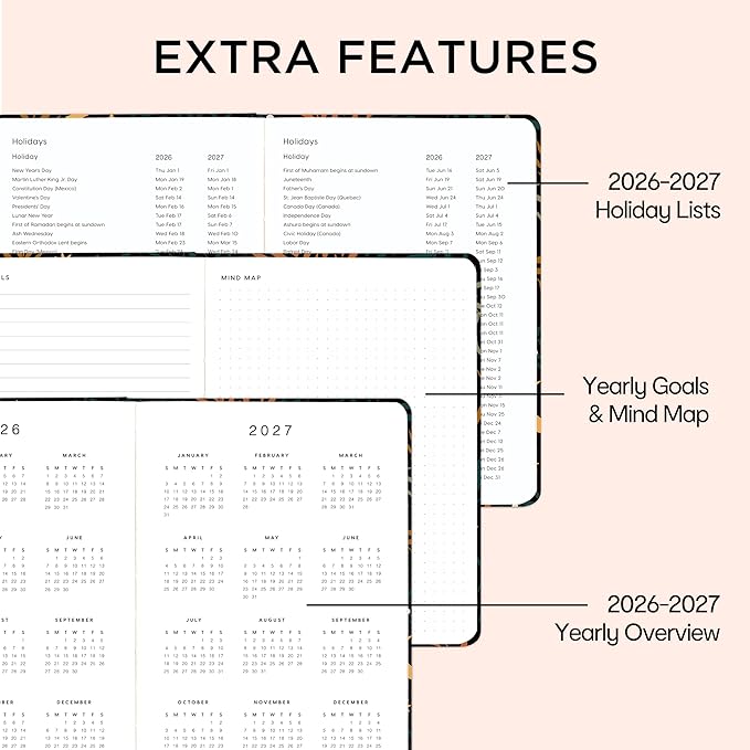 And Per Se Undated Planner – A5 Weekly & Monthly Goal Planner for 72 Weeks (1.5 Years) – Hardcover with Monthly Tab Stickers, Back Pocket & Habit Tracking (Lunar Leaf)