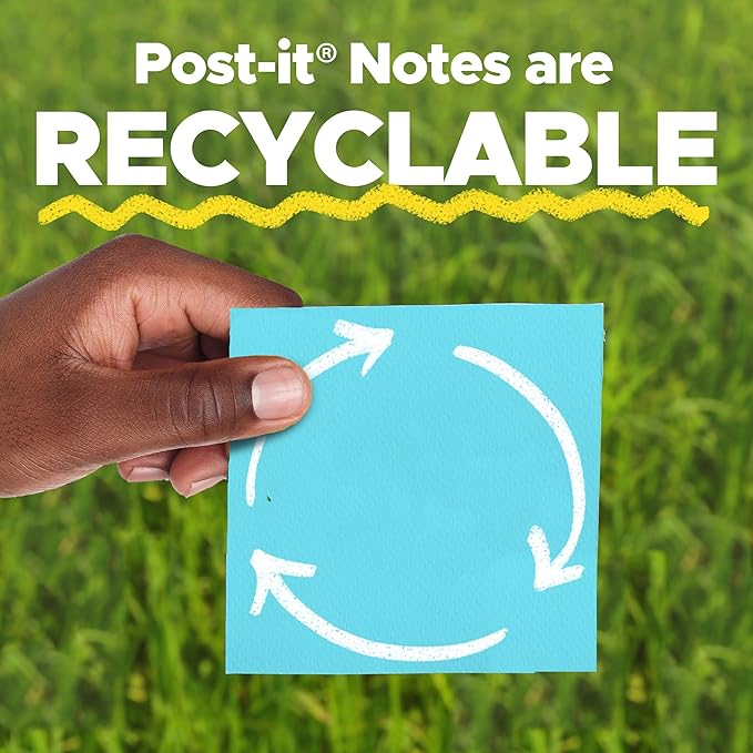 Post-it Notes, 1 3/8 in x 1 7/8 in, 24 Sticky Note Pads, 100 Sheets per Pad, Beachside Café Collection, New Year Organization or Second Semester School Supplies