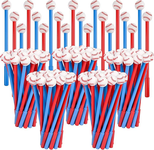 LiYiQ 100 Pcs Baseball Party Favor Cartoon Cute Fun Pens for Kids Kawaii Baseball Shape Gel Black Ink Pen Cute Baseball Pens for School Office Home Student Kids Present