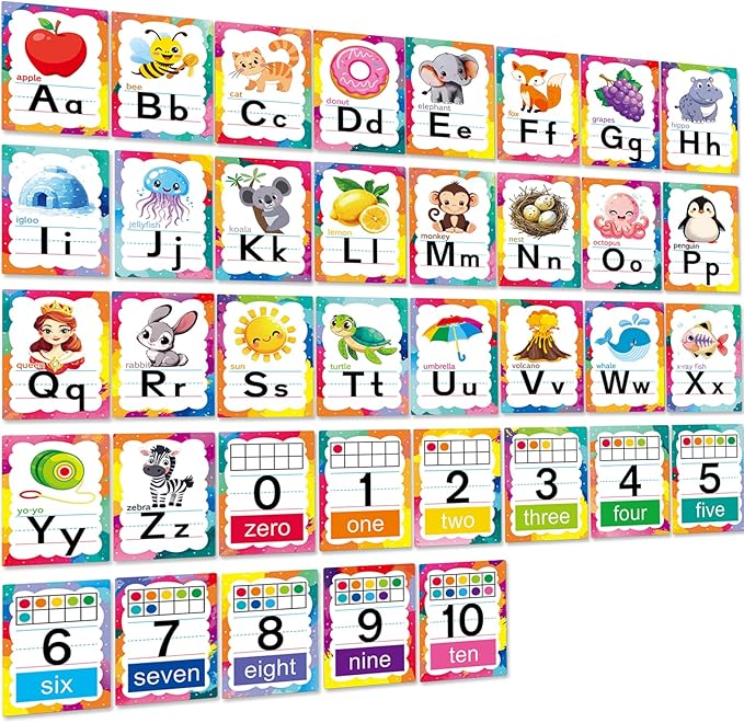 Alphabet Letters for Wall - ABC Alphabet Poster Classroom Wall Alphabet Alphabet Wall Chart Kindergarten Elementary Classroom Wall Decor Daycare Homeschool Supplies (Write Badly)