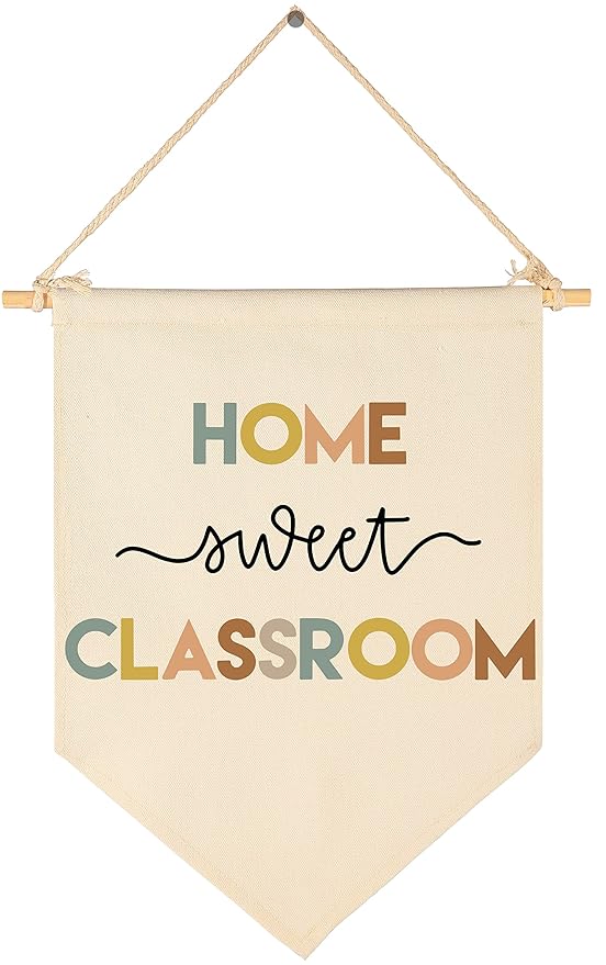 Home Sweet Classroom-Homeschool Classroom Study room Wall Decorations-Teacher Appreciation Gift-Teacher's Day Gift-Canvas Hanging Flag Banner Pennant Wall Poster Decor Present for Kids Boys Girls