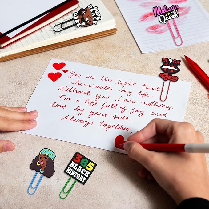 Cute Paper Clips,20Pcs Cute Black Girl Bookmark Paperclip Bulk Metal Fun Black Women Planner Clip Charms Clamp Desk Accessories Stationery Colorful Office Supplies gift for Student Teacher Party Decor
