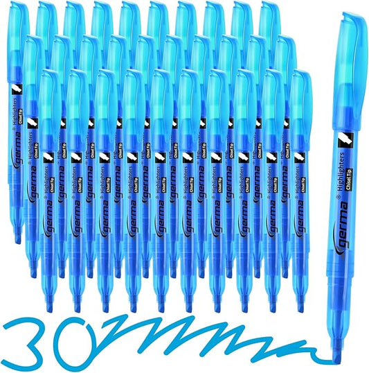 Blue Highlighters 30 Pack, Chisel Tip Highlighter Bright Color, Dry Quickly, Smudge Proof Perfect for Students Adults Studying, Organizing, Coloring, Highlighting in Classroom, School, Office