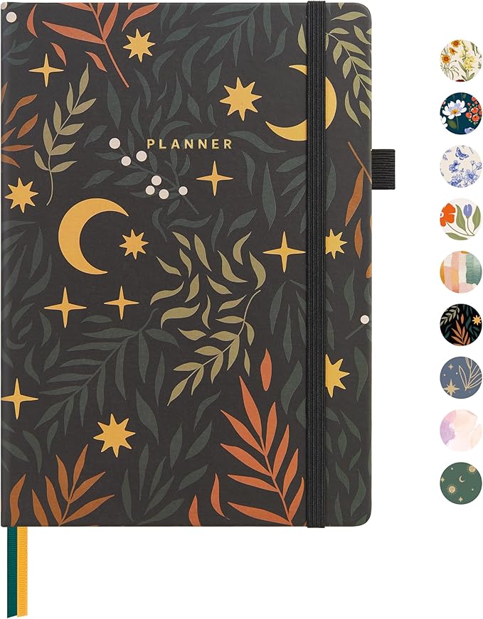 And Per Se Undated Planner – A5 Weekly & Monthly Goal Planner for 72 Weeks (1.5 Years) – Hardcover with Monthly Tab Stickers, Back Pocket & Habit Tracking (Lunar Leaf)