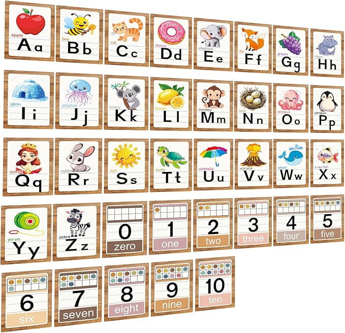 Alphabet Letters for Wall - ABC Alphabet Poster Classroom Wall Alphabet Alphabet Wall Chart Kindergarten Elementary Classroom Wall Decor Daycare Homeschool Supplies (Brown)