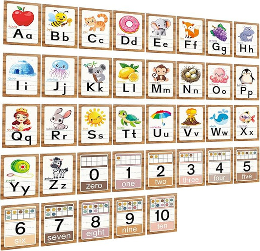 Alphabet Letters for Wall - ABC Alphabet Poster Classroom Wall Alphabet Alphabet Wall Chart Kindergarten Elementary Classroom Wall Decor Daycare Homeschool Supplies (Brown)