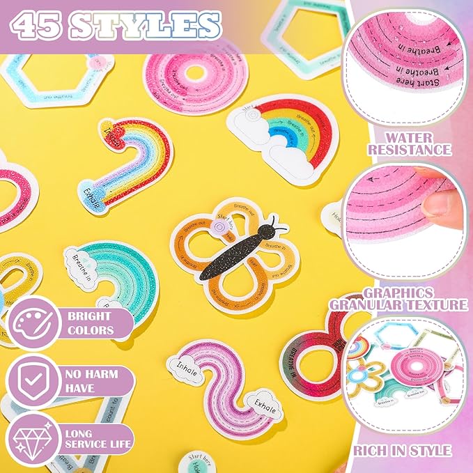 Crtiin 80 Pcs Anxiety Sensory Stickers with Inspirational Quotes Calm Textured Relief Mental Health Stickers Office Adhesive Sensory Tape Anti Stress for Adults(Fresh)