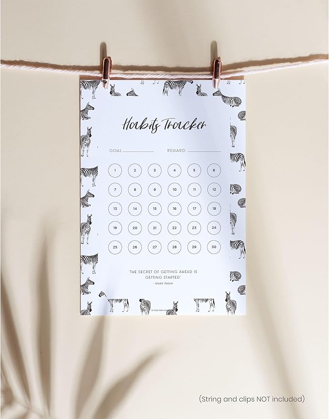 Habit Tracker Calendar - Made in USA, Designed by Local Artist, Motivational 30 day monthly challenge - Tool and gift for Productivity, Self-growth (Habit Tracker-Animal, Refill pages only)