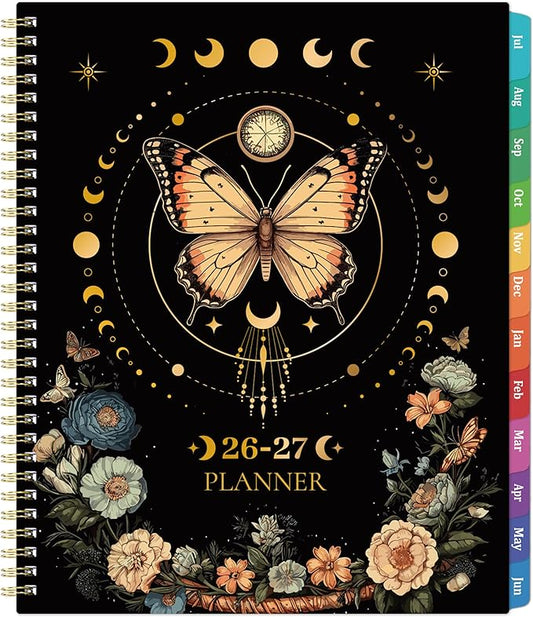 Planner 2026-2027 - Academic Planner, July 2026 - June 2027, 9" x 11", 2026-2027 Planner Weekly and Monthly, Colorful Tabs, Back Pocket, Perfect Daily Organizer - Butterfly