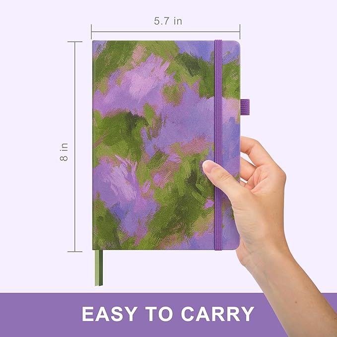 &And Per Se Bullet Dotted Journal, A5 Hardcover Aesthetic Notebook – 160 Pages 100gsm Thick Dot Grid Paper, 3 Sticker Sheets – Gift-Ready Journaling Kit for Women (Lavender Grove)