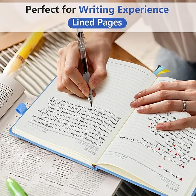 Lined Journal Notebook for Men & Women, 160 Pages College Ruled Journal for Writing, A5 Hardcover Leather Notebooks for Work, School, Business, Travel, Daily Diary 5.9" x 8.5" (Blue)