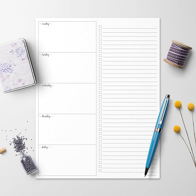 321Done Magnetic Weekly Planning Notebook, 8.5x11, Made in USA, M-F Weekly Schedule & To Do Task List, Perforated Tear Off Checklist (50 Pages), Thick Paper, Strong Magnets