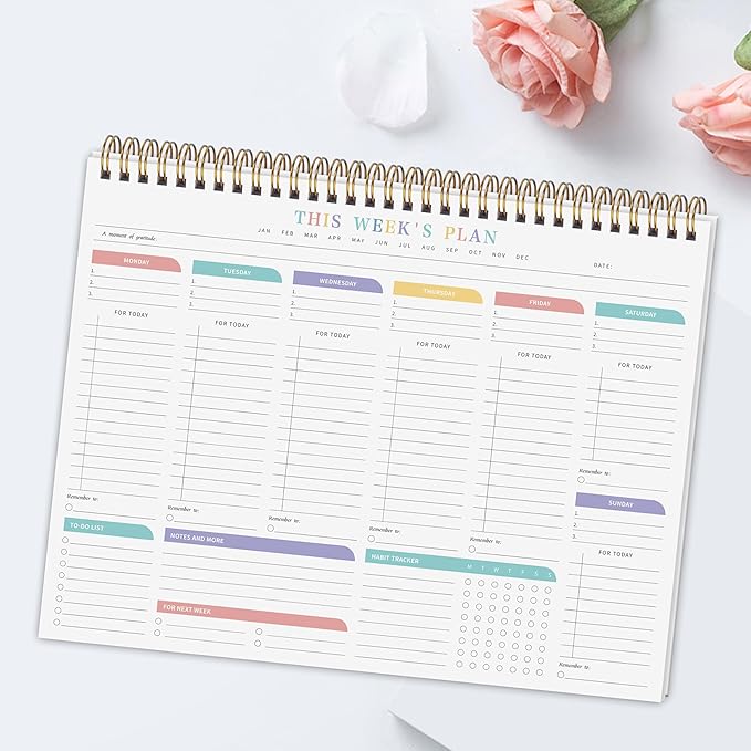 Kamoy Weekly To Do List Notepad with 52 Undated Sheets（8.5"×11"）- Undated Weekly Desk Planner Organizer for Work Home School Office Supplies