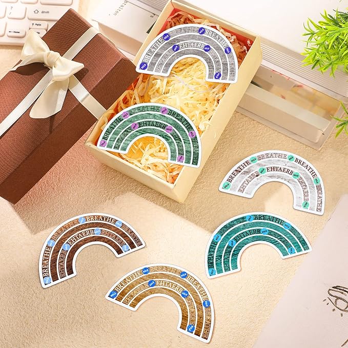 36 Pcs Sensory Strips Infinity Rainbow Anxiety Mindfulness Stickers Adults Stress Breathing Stickers Fidget Adhesives Rough Textured Tape for Classroom Desk Office Computer(Wood)