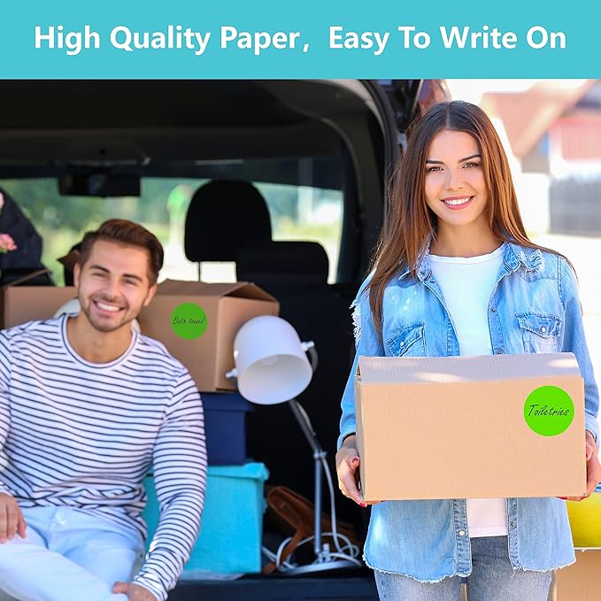 500 PCS Round Green Color Coding Circle Dots Inventory Stickers Labels with Perforation Line in Roll (3" in Diameter)