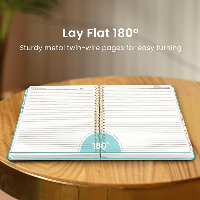 Hardcover Spiral Journal Notebooks for Work With Removable Dividers & Tabs, 8.5"x11" 5 Subject Notebook for Note Taking & Organizer, A4 College Ruled Lined Journal for Women & Writing, Aquamarine, 280 Pages