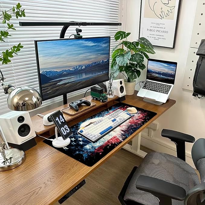 Desk Mat Mouse Pad Gaming Desk Pad XL Large Mouse Mat Office Decor Accessories (Eagle Flag)
