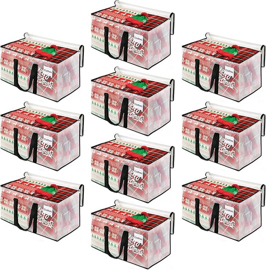 BlissTotes Moving Bags, 125L 10-Pack Storage Bags, Moving Box Heavy Duty Extra Large, Moving Totes with Zipper, Reinforced Handles Boxes for Packaging Moving, Decorative Wreath Storage