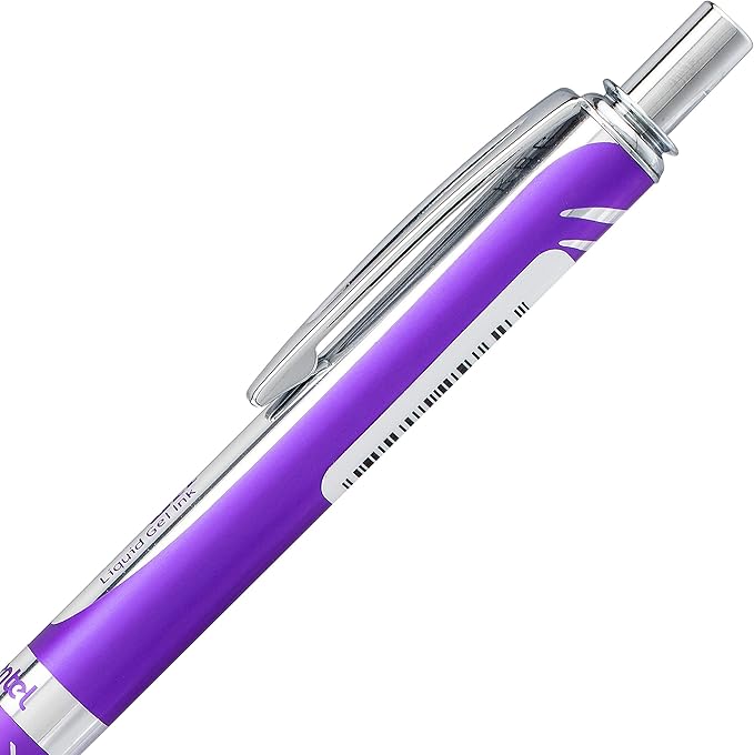 Pentel EnerGel Alloy RT Premium Liquid Gel Pen, 0.7mm Violet Barrel, Black Ink (BL407VBPA)