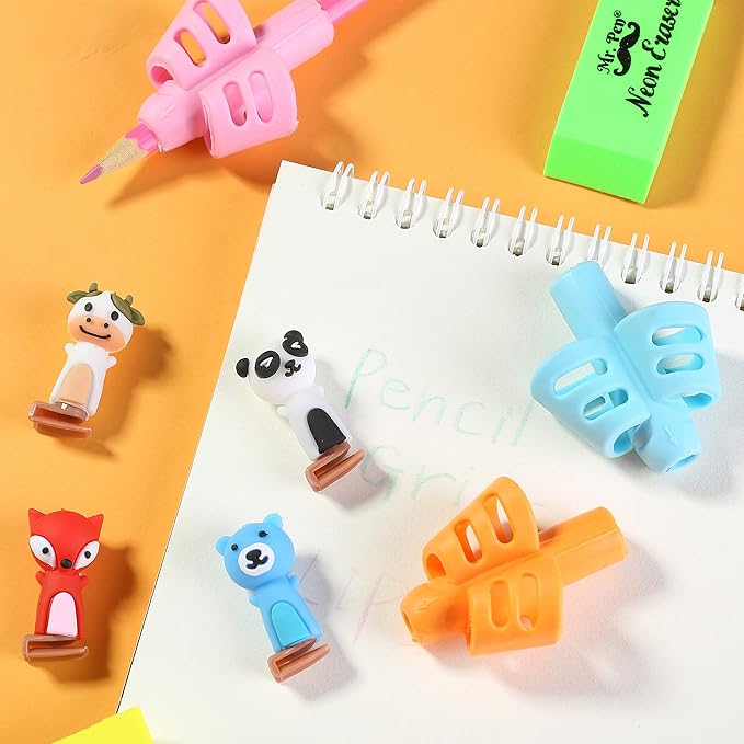 Mr. Pen- Pencil Grips for Kids Handwriting, 4 Pack with 4 Clips, Pencil Grips