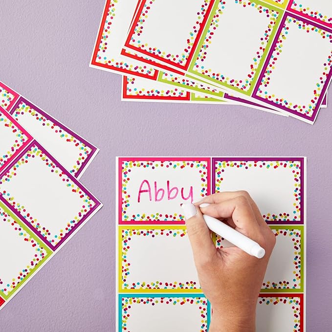 Bright Creations Name Tag Stickers for Classroom Supplies - 144 Labels, 3.5 x 2.5 in, Multicolor - Teacher Supplies & Student Name Tags for Desks & Labels for Classroom Bins