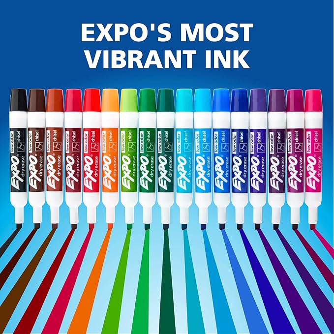 EXPO Dry Erase Markers, Low Odor Ink, Black, Chisel Tip, 12 Count - Whiteboard, Calendar, Organization, Essential Supplies for Office, School, Classroom, Teachers