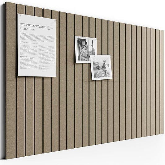 Bumusty Large Cork Board Alternative-36 x 24" Felt Bulletin Board Tiles, with 30 Pushpins, 40 Adhesive Tabs, 6-Pack Slat Wall Paneling, Cork Boards for Office Push Pin Board Felt Board-Earth Brown