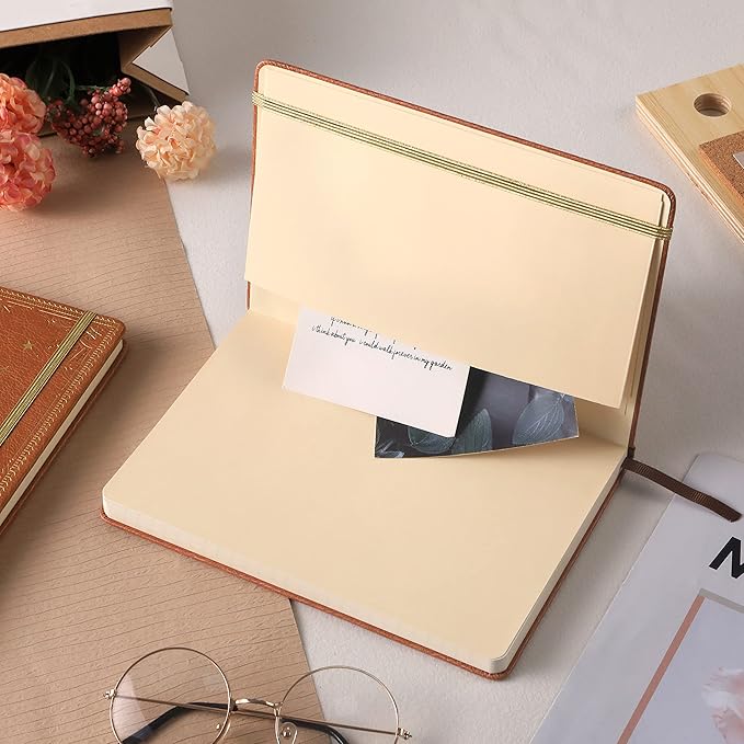 Artfan Ruled Notebook/Journal – Premium Thick Paper Faux Leather Classic Writing Notebook with Pocket + Page Dividers Gifts, Banded, Large, 144 Pages, Hard Cover, Lined (5.8''x 8.4'') - Brown