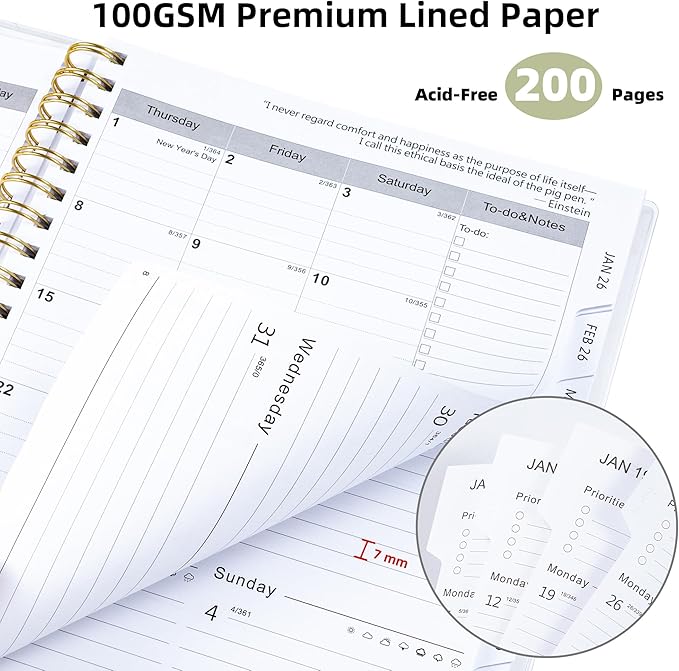 Ospelelf 2026 2027 Planner Weekly and Monthly Calendar Spiral Bound, A4 Office Supplies For Women & Men, 18 Months PVC Cover Life Planners with Stickers Night Flower