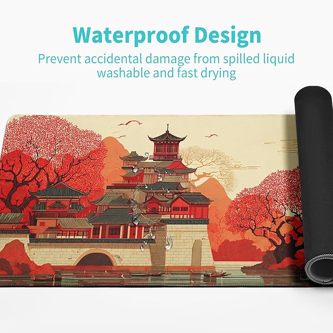 Scenery of Japan Gaming Mouse Pad Large Desk Mat Extended Keyboard Mouse Pad Anime Mousepad with Non-Slip Base and Stitched Edge Mouse Mat Desk Pad 31.5 x 11.8 Mouse Pads for Desk Home Office Gaming