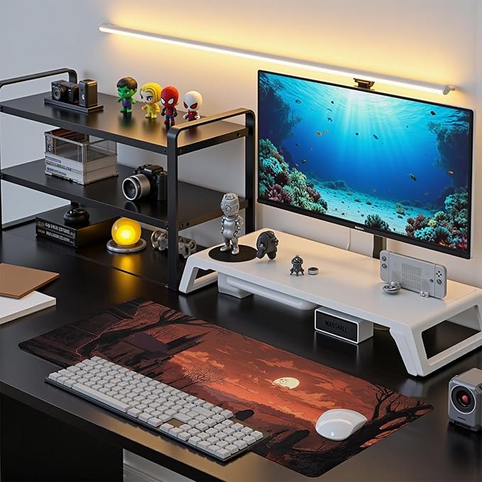 Dark Fantasy Castle XL Extended Large Gaming Desk Pad Mousepad, Castle Computer Laptop Keyboard and Mouse Mat, Office Desk Decor Mousepad Deskmat with Stitched Edges Mat