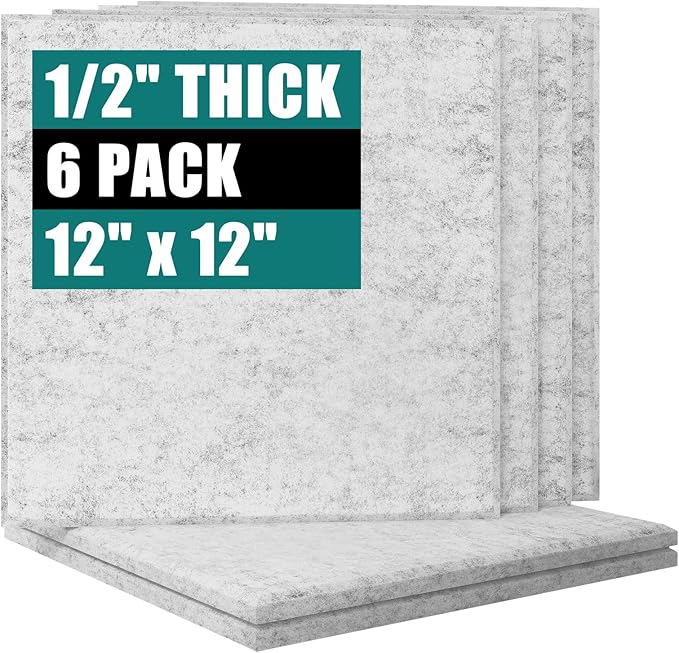 Felt Cork Board for Wall: Extra Large Bulletin Board for Office - 0.5 Inch Thick Corkboard Tiles 6 PCS Grey Pin Board Squares Adhesive