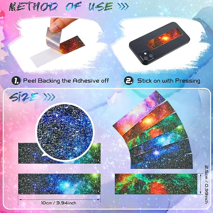 72 Pcs Anxiety Sensory Stickers Strips Adhesive Textured Mental Health Calm Stickers Mindfulness Fidget Decals Stress Anxiety Relief Items for Therapy Office Desk Counselor(Galaxy)