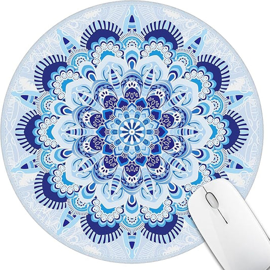 Mouse Pad for Desk, Mandala Small Cute Mousepad with Non-Slip Base, Round Mouse Pads for Wireless Mouse Laptop Gaming, Computer Mouse Mat for Home Office Travel Desk Accessories