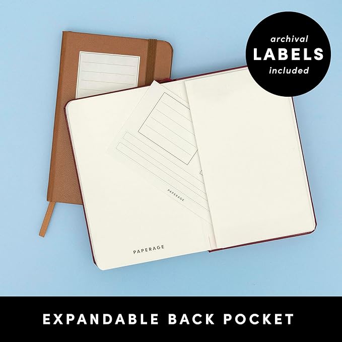 PAPERAGE Lined Pocket Journal Notebook, 2 Pack, (Dark Green), 160 Pages, Small Notebook, 3.6 inches x 5.6 inches - 100 GSM Thick Paper, Hardcover