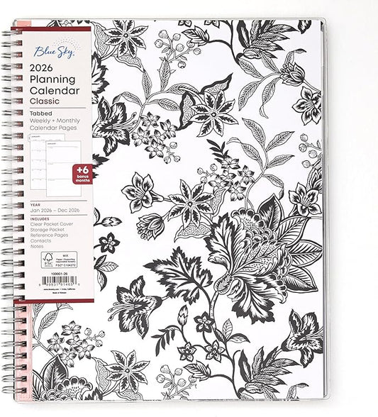 Blue Sky 2026 Weekly and Monthly Planner Calendar, January 2026 - December 2026, 8.5" x 11", Clear Pocket Cover, Laminated Tabs, Durable Twin Wire Binding, Storage Pocket, Analeis