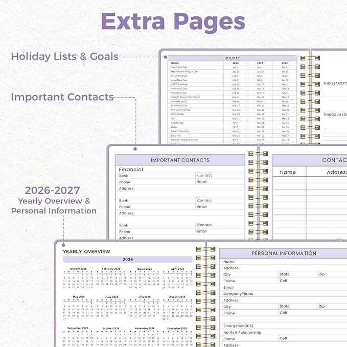 Oucaru Undated Daily Planner, 8.5"x11", A4 Size Spiral Notebook with Hourly Schedule, To Do List, Priorities, and Notes for Productivity - Easily Organize Your Tasks, Appointments & Goals for Women