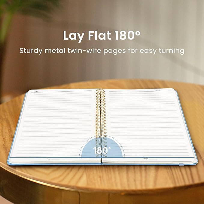 Taja Lined Spiral Journal Notebook for Women & Men, 140 Pages, College Ruled Hardcover Notebook for Work & Note Taking, Journals for Writing, A5(5.7" x 7.9") – Blue