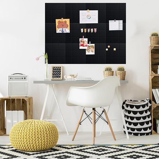 Large Cork Board for Walls, Yunihome 12 Pack 36" x 48" Felt Bulletin Board Wall Tiles for Home Kitchen School Office Wall Decor with Assorted Colors DIY Decorative Push Pins Sets