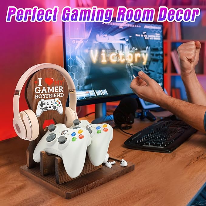 Boyfriend Gifts, Valentines Fathers Birthday Anniversary Birthday Christmas Gifts for Boyfriend, Wooden Headphone Stand