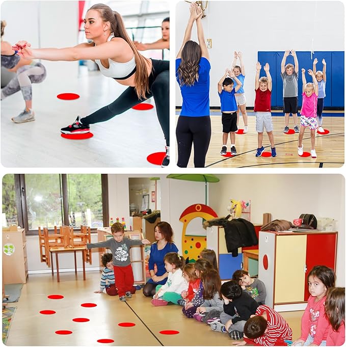 Classroom Floor Stickers Floor Marker Dots, 40Pcs Carpet Spot Markers Line Up Dots Spots, Carpet Circles Carpet Dots for Classroom Decoration Table Teacher Supplies (Red)