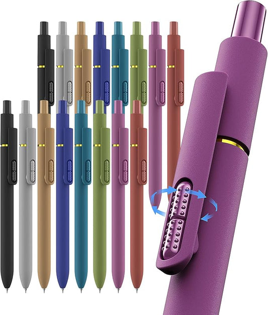 inkipen- 16 Pack Pens, Gel pens Black Ink, Fine Point(0.5mm),Quick-Drying Smooth Writing,School and Office Supplies （vintage color）