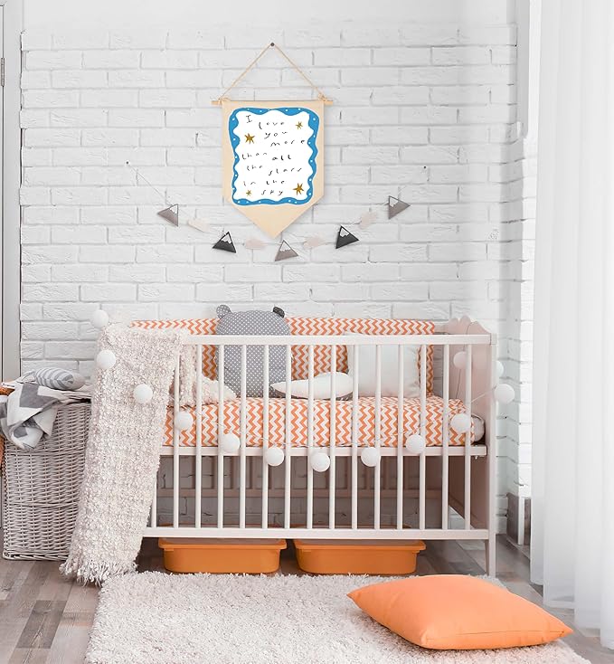 Boho Banner Flag Sign Pennant Poster Wall Decor Gift for Nursery Baby Room Bedroom Above Crib Playroom Door-I Love You More Than All the Stars-Positive Quote-Baby,Shower,Birthday Christmas Gift