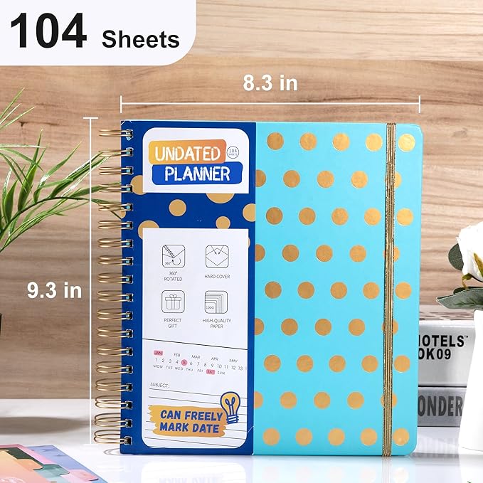 FLYING EAGLE Undated Work Planner Aesthetic Meeting Notebook for Work, Meeting Notes with Dividers Perfect Square Notebook for Women, Blue Teal