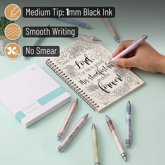Mr. Pen Christian Pen Set, 10 Pack, Black Ink, Bible Verse Pens, Ballpoint Pens