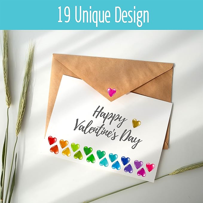 1810 PCS Heart-Shaped Stickers, Colorful Heart Stickers Self-Adhesive Love Decoration Labels in 19 Colors, Use for Valentine's Day, Gifts, Wedding, Anniversary, Award Charts (0.5" Each, 10 Sheets)