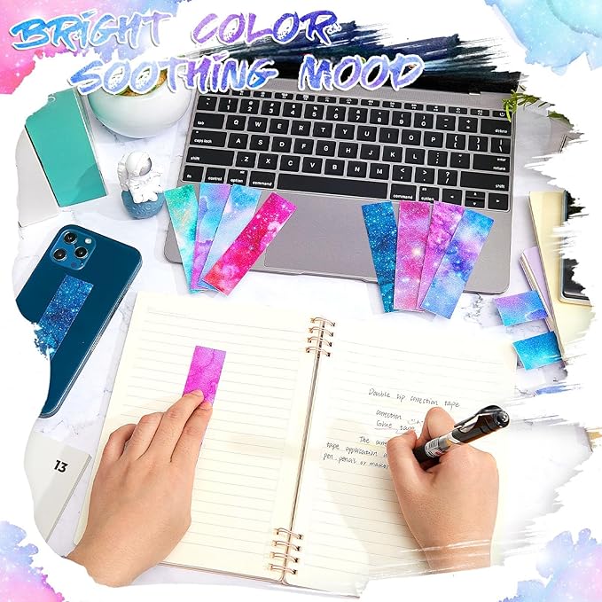 72 Pcs Anxiety Sensory Stickers Strips Adhesive Textured Mental Health Calm Stickers Mindfulness Fidget Decals Stress Anxiety Relief Items for Therapy Office Desk Counselor(Ink Starry Sky)