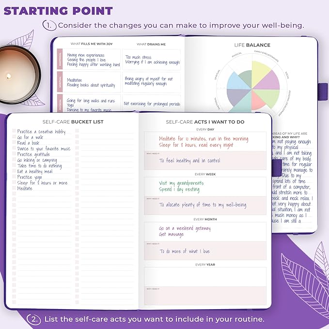 Clever Fox Self-Care Journal – Daily Reflection Notebook – Mental Health & Personal Development Planner, Meditation & Mood Log, A5 (Purple)